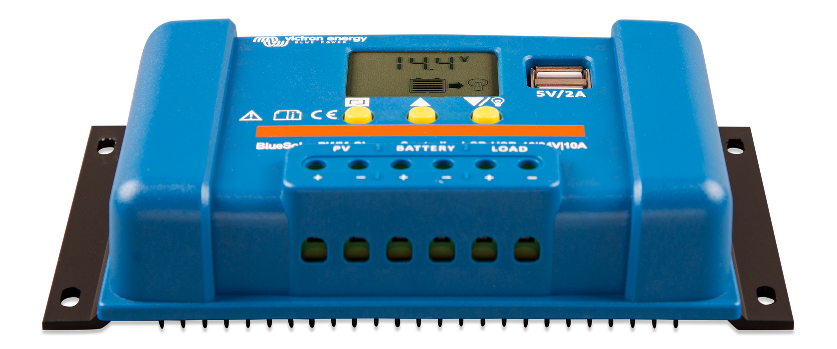 Photo of BlueSolar PWM Charge Controller LCD USB 12-24V 10A (front-angle)
