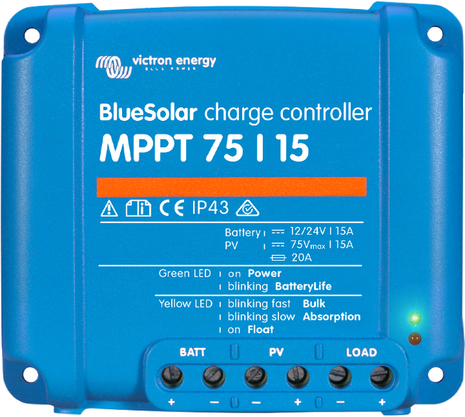 Set Charge Controller BlueSolar MPPT 75/15 75VOC 15A + MPPT Control