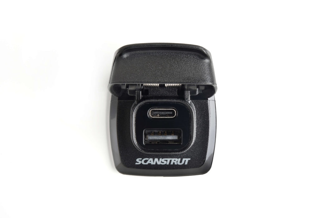 Scanstrut Flip Pro Fast Charge Dual USB Socket Front View Open SC-USB-F1 